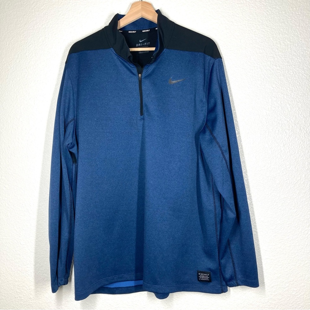 Nike Golf Top Core Dri-Fit 1/4 Zip Pullover Jacket Mens XL Blue Black